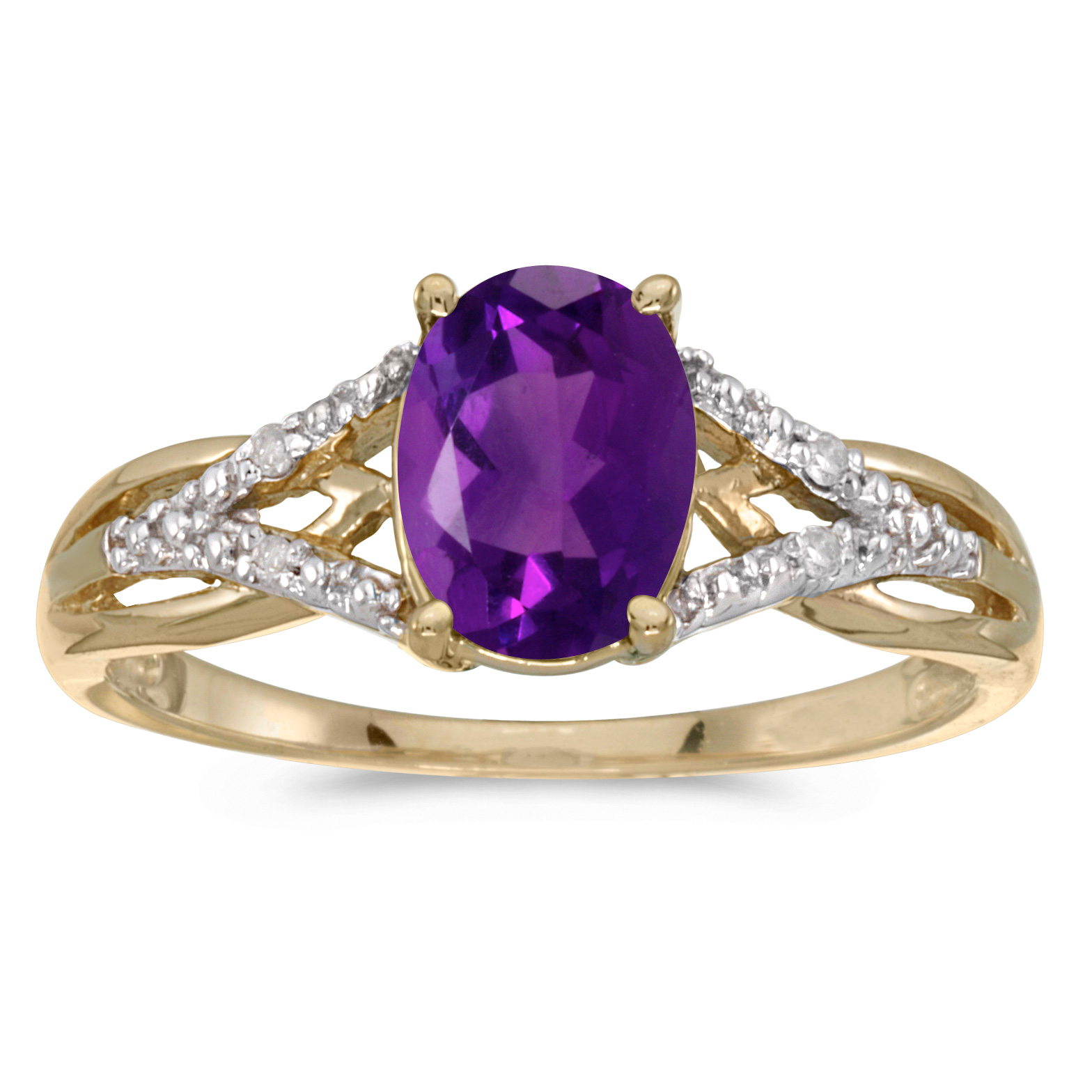 Birthstone Company 10k Yellow Gold Oval Amethyst And Diamond Ring Birthstone Company 10k Yellow Gold Oval Amethyst And Diamond Ring