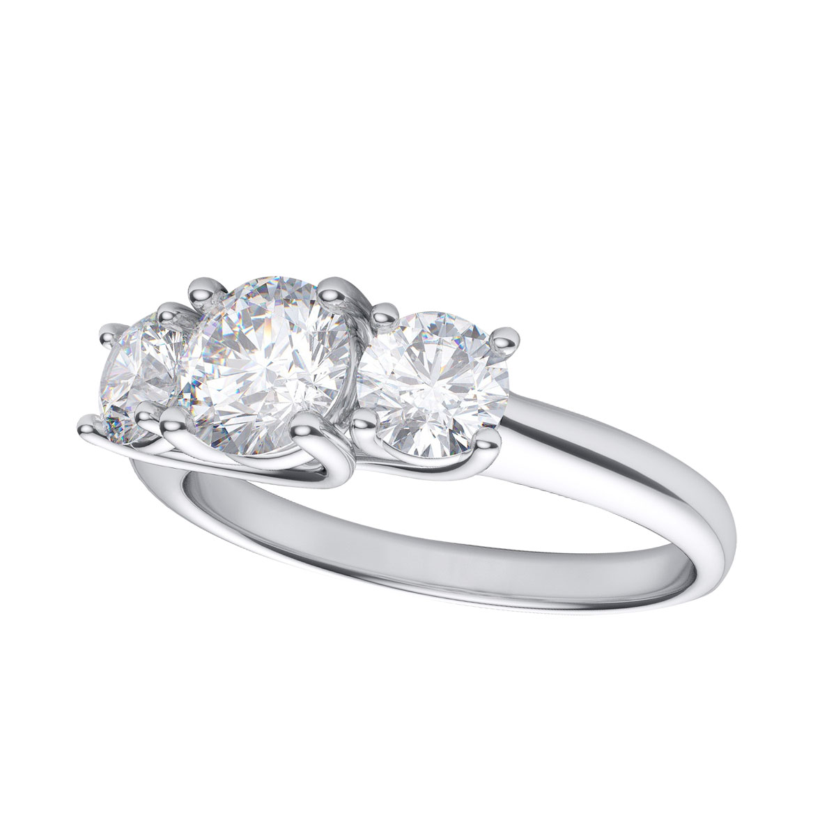 Birthstone Company 14k White Gold 1.00 Ct Three Stone Diamond Ring Birthstone Company 14k White Gold 1.00 Ct Three Stone Diamond Ring