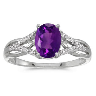 Birthstone Company 10k White Gold Oval Amethyst And Diamond Ring Birthstone Company 10k White Gold Oval Amethyst And Diamond Ring