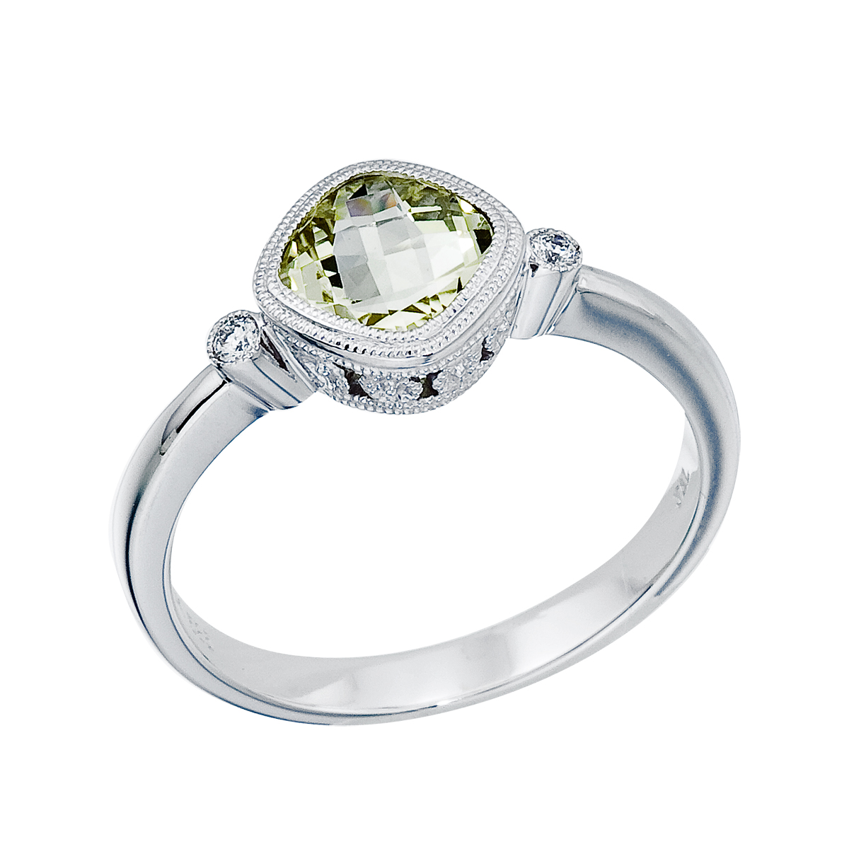 Birthstone Company 14K White Gold 6 mm Cushion Garnet and Diamond Bezel Ring Birthstone Company 14K White Gold 6 mm Cushion Garnet and Diamond Bezel Ring