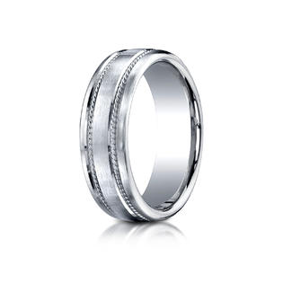 Benchmark Palladium 7.5mm Comfort-Fit Satin-Finished Rope Carved Design Band Benchmark Palladium 7.5mm Comfort-Fit Satin-Finished Rope Carved Design Band