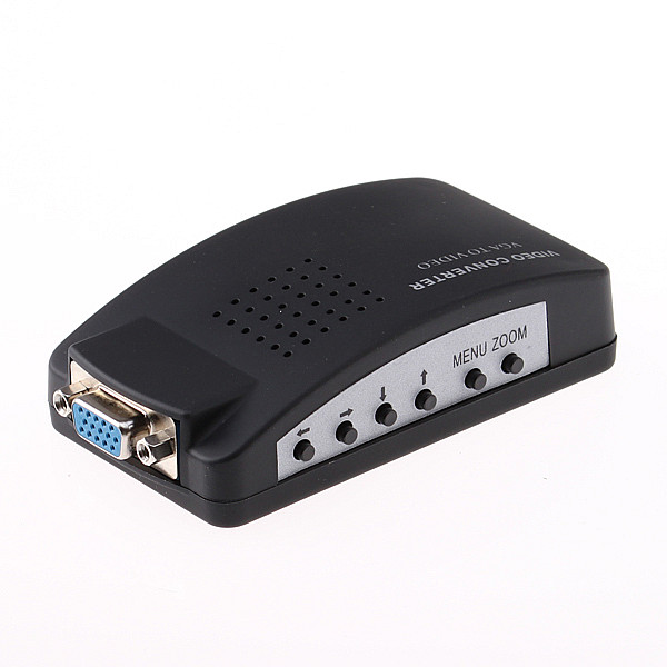 BrainyDeal PC MAC VGA to TV AV Composite RCA S-Video Converter Box with 3.5MM to RCA audio cable black at Sears.com