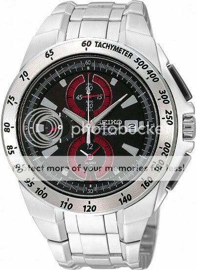 Seiko SNAB07 Mens Watch Stainless Steel Alarm Chronograph Black Dial at Sears.com