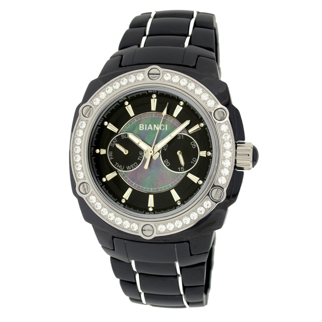 Roberto Bianci Eleganza Men's Black Ceramic Watch w/Day and Date & Zirconia Studded Bezel-B275MBLK at Sears.com