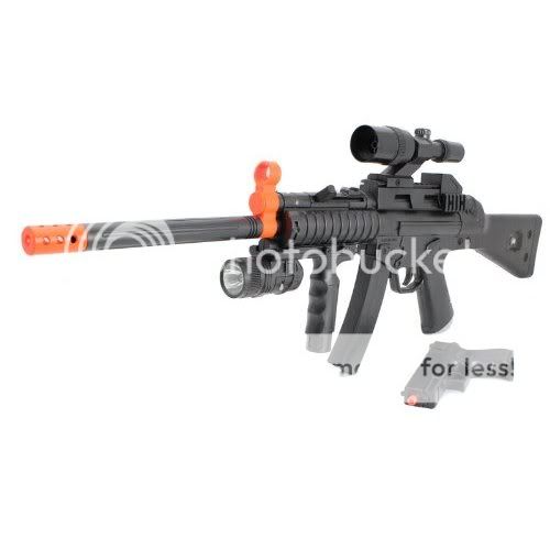 HY015C Spring Airsoft Rifle With FREE PISTOL 230-FPS, Great Beginner Airsoft Gun with Tactical Light and Faux Scope WITH PISTOL