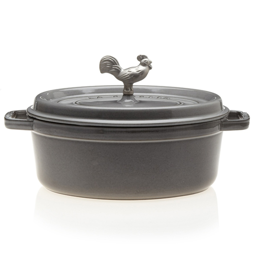 Staub Coq Au Vin Oval Cocotte 4.25 Qt - Granite Gray