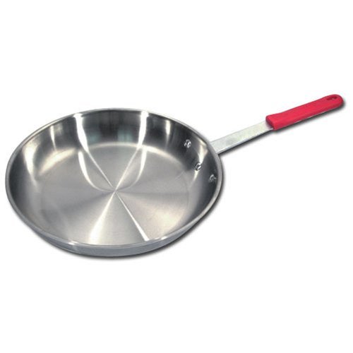 Winware by Winco Winware Tri-Ply Stainless Steel Fry Pan w/ Red Silicone Sleeve - 12