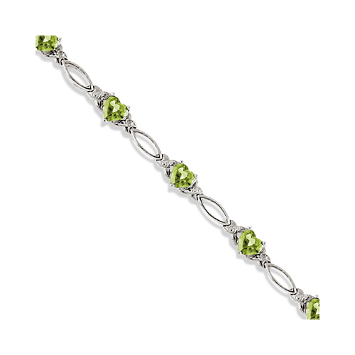 Allurez Heart Shaped Peridot and Diamond Link Bracelet 14k White Gold (3.00ctw) at Sears.com