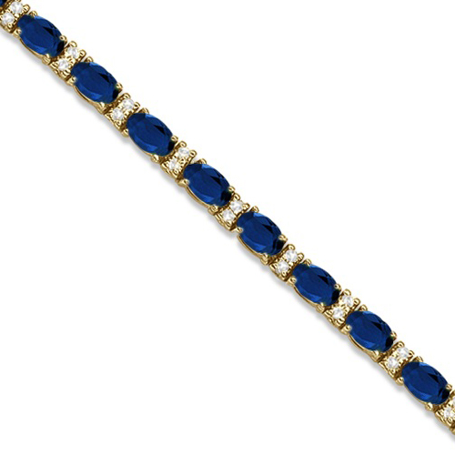 Allurez Diamond and Oval Cut Sapphire Tennis Bracelet 14k Yellow Gold (9.25ctw) at Sears.com