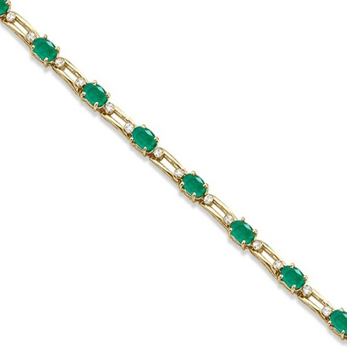 Allurez Diamond and Oval Cut Emerald Link Bracelet 14k Yellow Gold (7.50ctw) at Sears.com