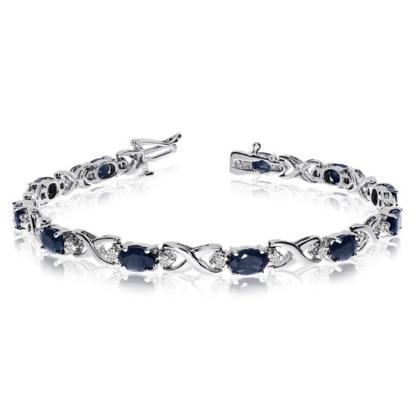 Allurez Oval Sapphire and Diamond XOXO Link Bracelet 14k White Gold (7.00ctw) at Sears.com