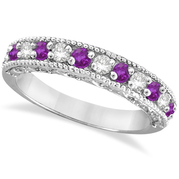 Allurez Diamond and Amethyst Band Filigree Design Ring 14k White Gold (0.60ct) at Sears.com