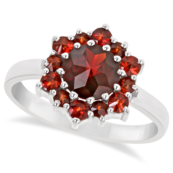 Allurez Round Cut Garnet Cluster Cocktail Ring in Sterling Silver (1.98ct) at Sears.com
