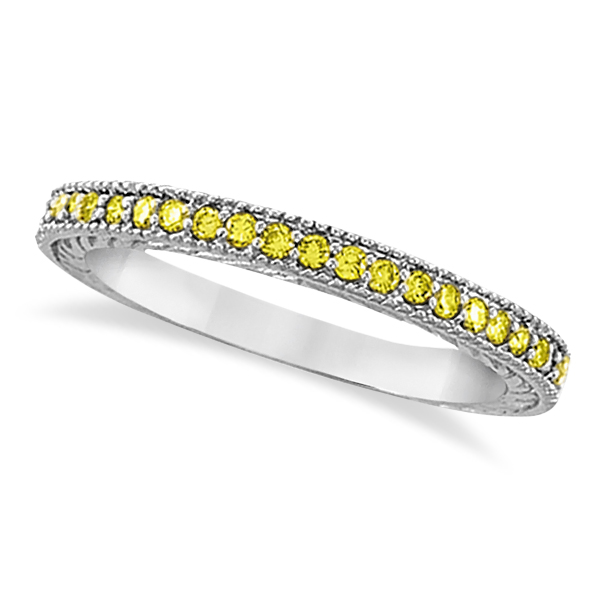 Allurez Fancy Yellow Canary Diamond Stackable Ring Band 14Kt White Gold  (0.31ct) at Sears.com