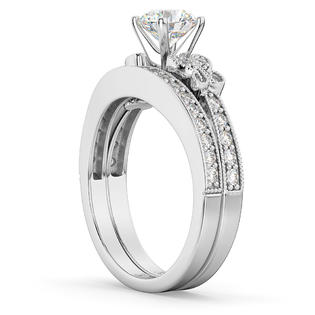 Allurez Butterfly Engagement Ring and Wedding Band Bridal Set 14k ...