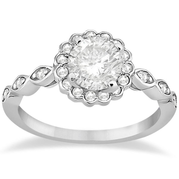 Allurez Floral Halo Diamond Marquise Engagement Ring Setting Palladium (0.24ct) Allurez Floral Halo Diamond Marquise Engagement Ring Setting Palladium (0.24ct)