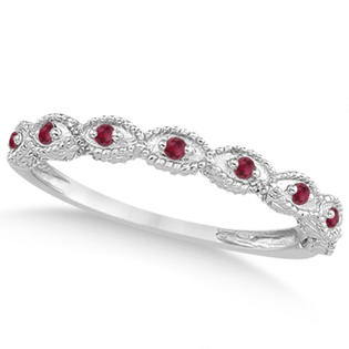 Allurez Antique Marquise Shape Pave Ruby Wedding Ring Palladium (0.18ct) Allurez Antique Marquise Shape Pave Ruby Wedding Ring Palladium (0.18ct)