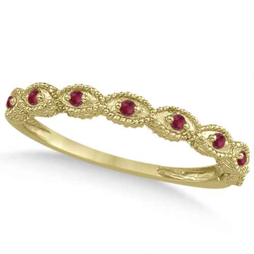 Allurez Antique Marquise Shape Ruby Wedding Ring 18k Yellow Gold (0.18ct) Allurez Antique Marquise Shape Ruby Wedding Ring 18k Yellow Gold (0.18ct)