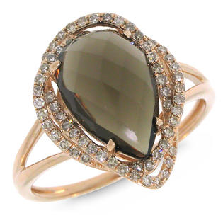 Allurez 0.26ct Diamond and 2.97ct Smokey Topaz 14k Rose Gold Ring Allurez 0.26ct Diamond and 2.97ct Smokey Topaz 14k Rose Gold Ring