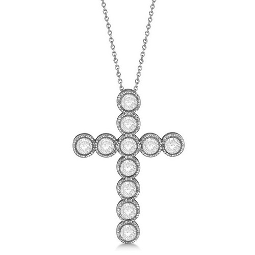 Diamond Cross Pendant Necklace 14k White Gold (0.34ct)