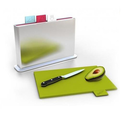 Hutt 4 Polypropylene Color-Coded Index Chopping Boards with Water Pan - FDA Certified at mygofer.com