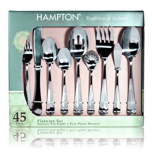 Hampton Forge Lexington Mirror 45-Piece Flatware Set with Service for 8
