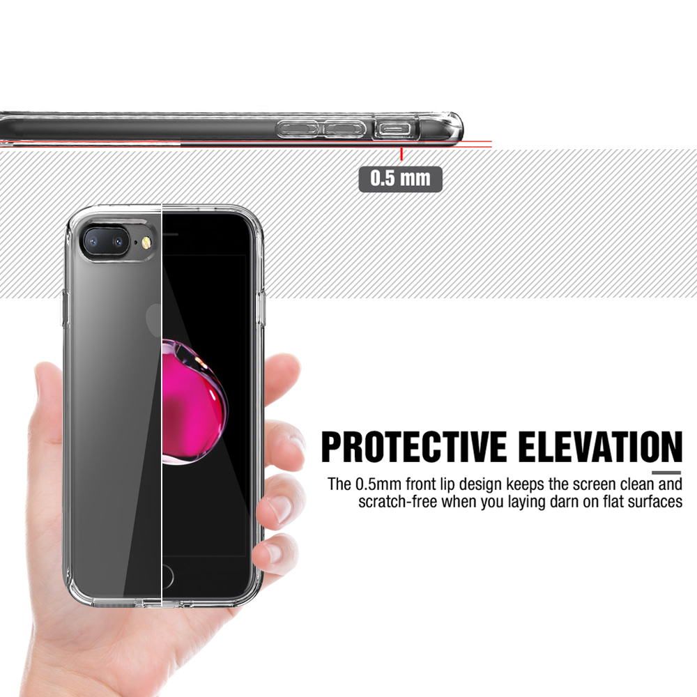 iPhone 7 Plus Case, REDshield [Black] Slim & Flexible Anti-shock Crystal Silicone