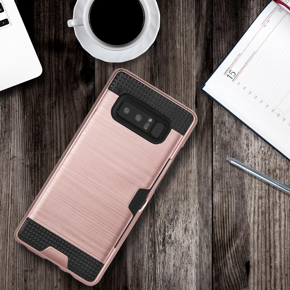 Cellbatt [REDshield] Samsung Galaxy Note 8 Card Case, [Rose Gold & Black] Metallic Case