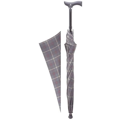King Products Walking Cane-"Step-Brella" Adjustable cane umbrella. With Grey, White & Burgundy pattern at Sears.com