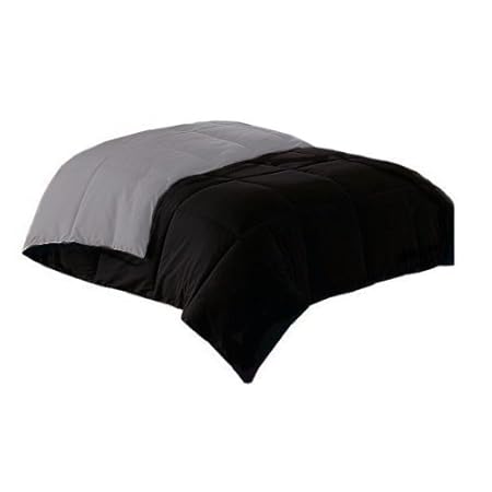 MARRIKAS Reversible Microfiber Down Alternative Comforter BLACK/GREY MARRIKAS Reversible Microfiber Down Alternative Comforter BLACK/GREY