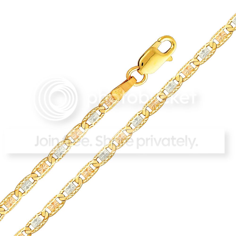 GoldenMine 14K Tri-color Gold 2.6mm Valentino Diamond Cut Chain Necklace with Lobster Claw Clasp - 20" Inches at Sears.com