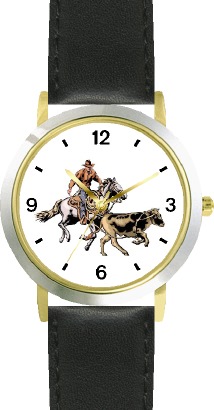 WatchBuddy Horse & Rider Chasing Calf in Calf Wrestling Horse - WATCHBUDDY DLX 2-TONE THEME WATCH - Black Strap-Kid's Size at Sears.com
