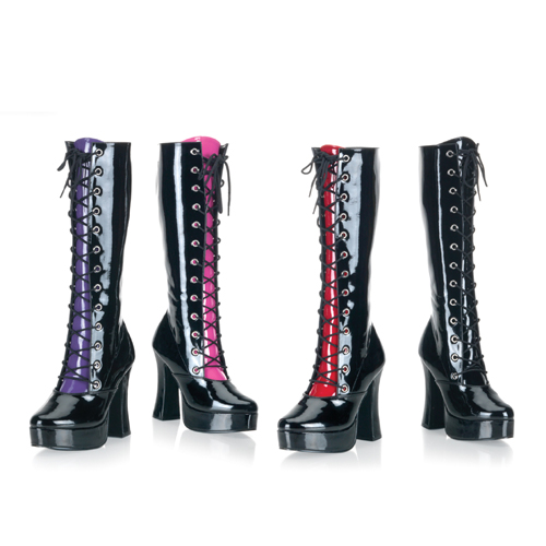 Pleaser Electra-2037 Sexy 5 Inch Stack High Heel Platform Knee High Lace Up Boots With 4 Interchangeable Color Tongues! at Sears.com
