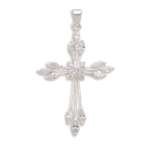 West Coast Jewelry Sterling Silver Cut Out Cross Marquise/Round CZ Pendant at Sears.com