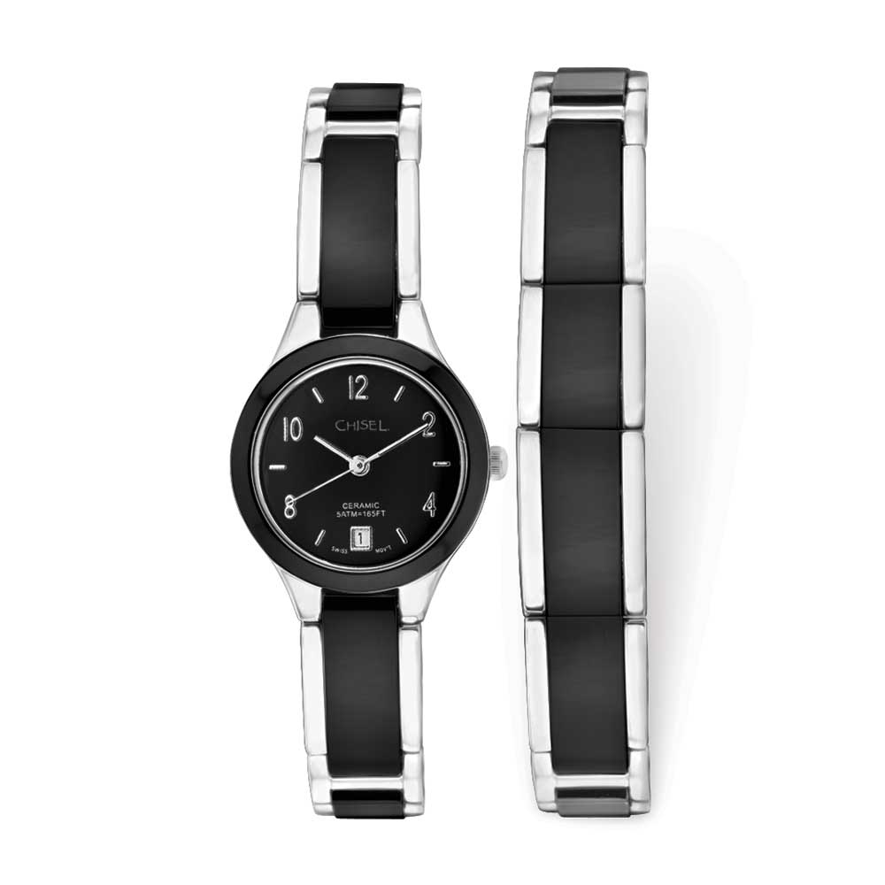 West Coast Jewelry Ladies Chisel Ceramic & Stainless Steel Black Dial Watch & Bracelet at Sears.com