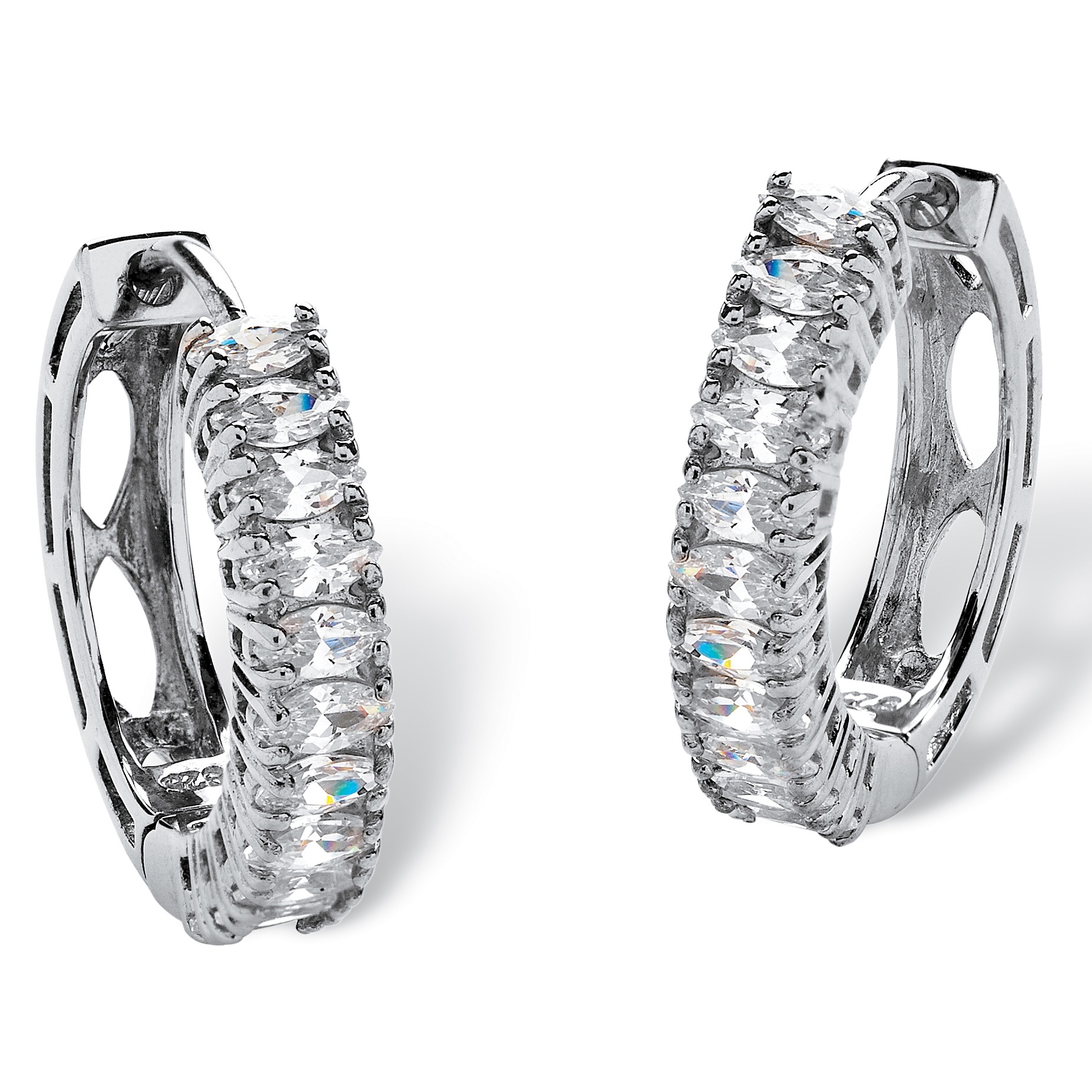 Palm Beach Jewelry 2.20 TCW Marquise-Cut Cubic Zirconia Platinum over Sterling Silver Hoop Earrings at Sears.com