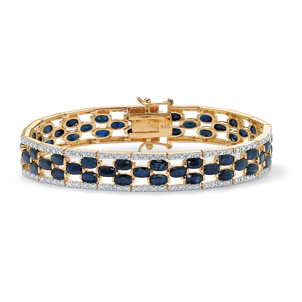 Angelina D'Andrea 20.65 TCW Oval-Cut MI.D.night Blue Sapphire 18k Yellow Gold Over Sterling Silver Bracelet 7 1/4" at Sears.com