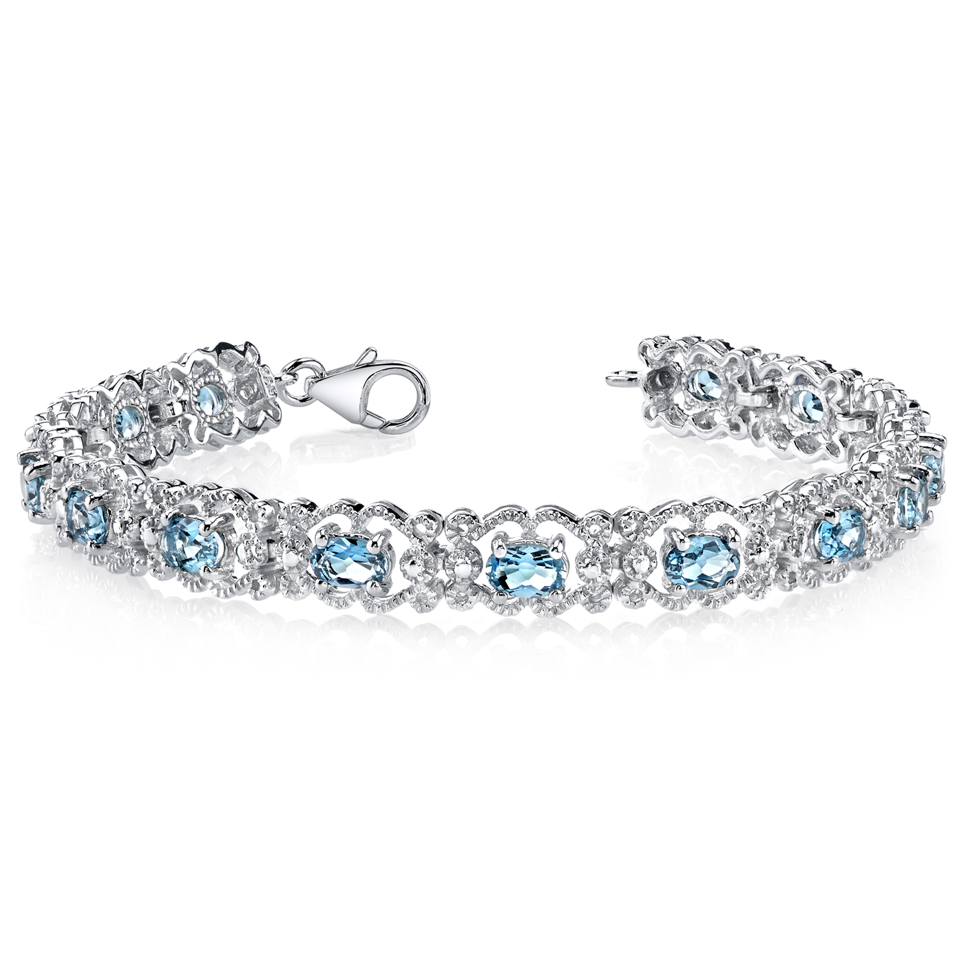 peora Antique Styling 8.50 carats total weight Oval Cut London Blue Topaz Gemstone Bracelet in Sterling Silver at Sears.com