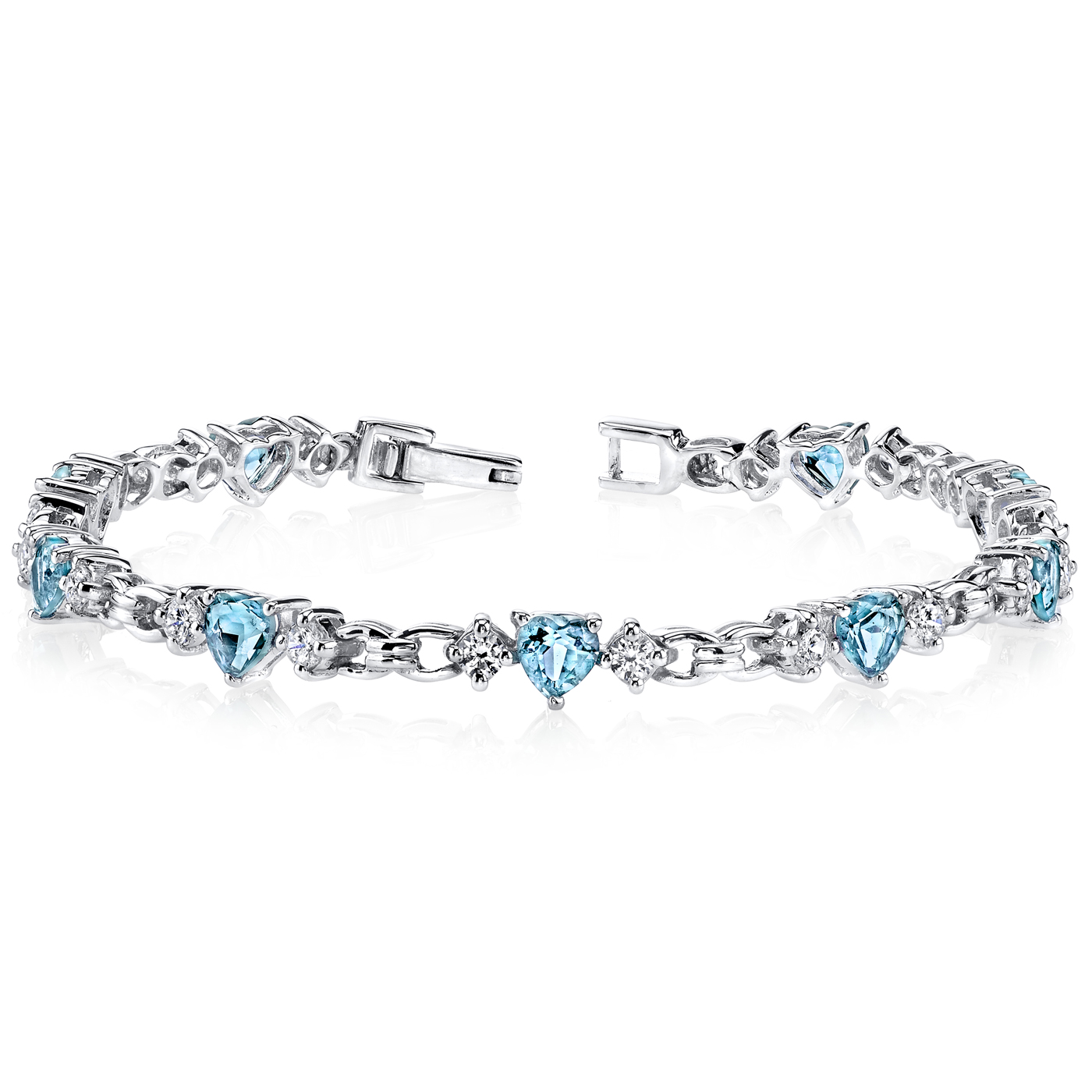 peora Alluring Design 4.50 carats Heart Shape Swiss Blue Topaz & White CZ Bracelet in Sterling Silver at Sears.com