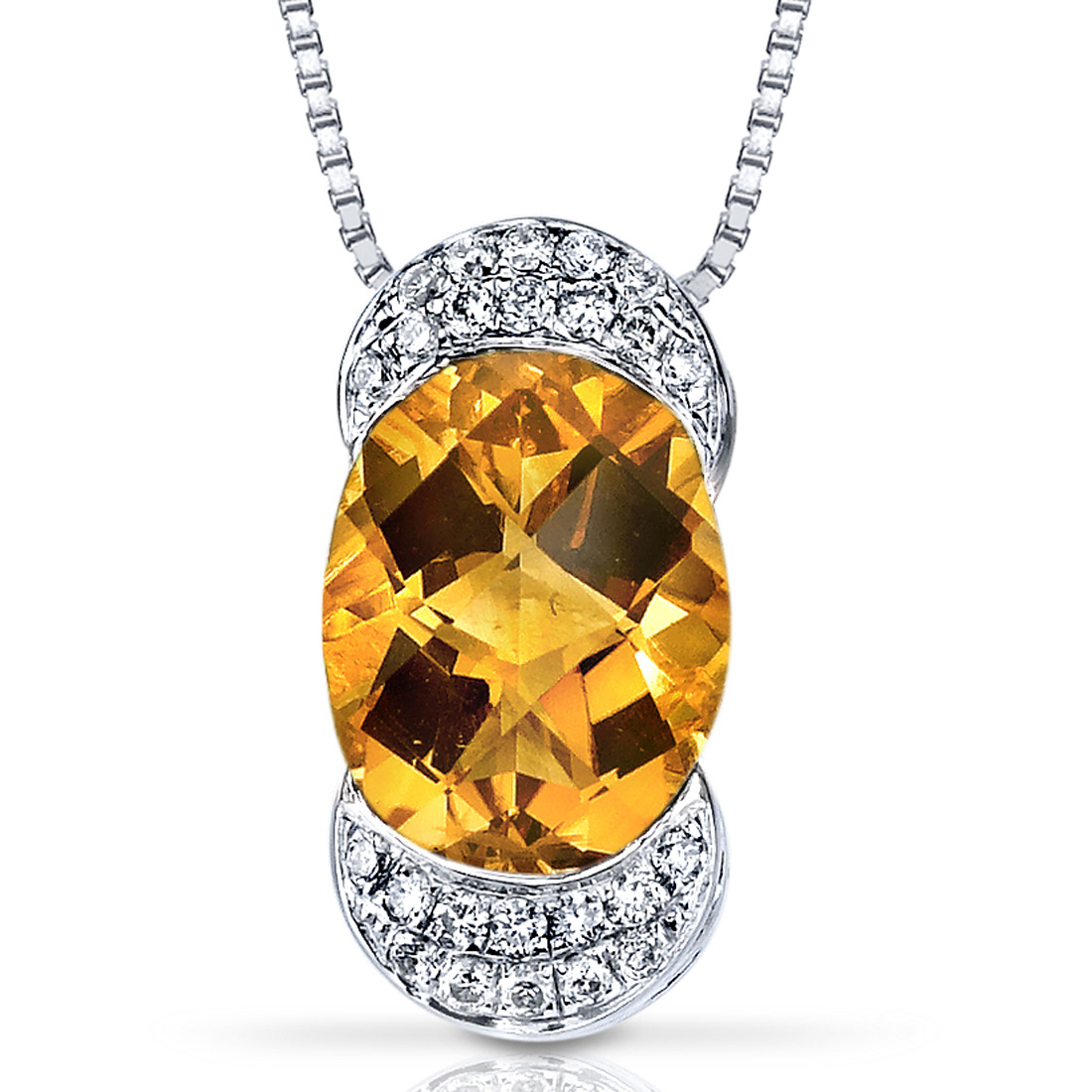 peora 14 Karat White Gold Oval Cut 2 Carat Citrine and 0.1 Carat Diamond Pendant at Sears.com