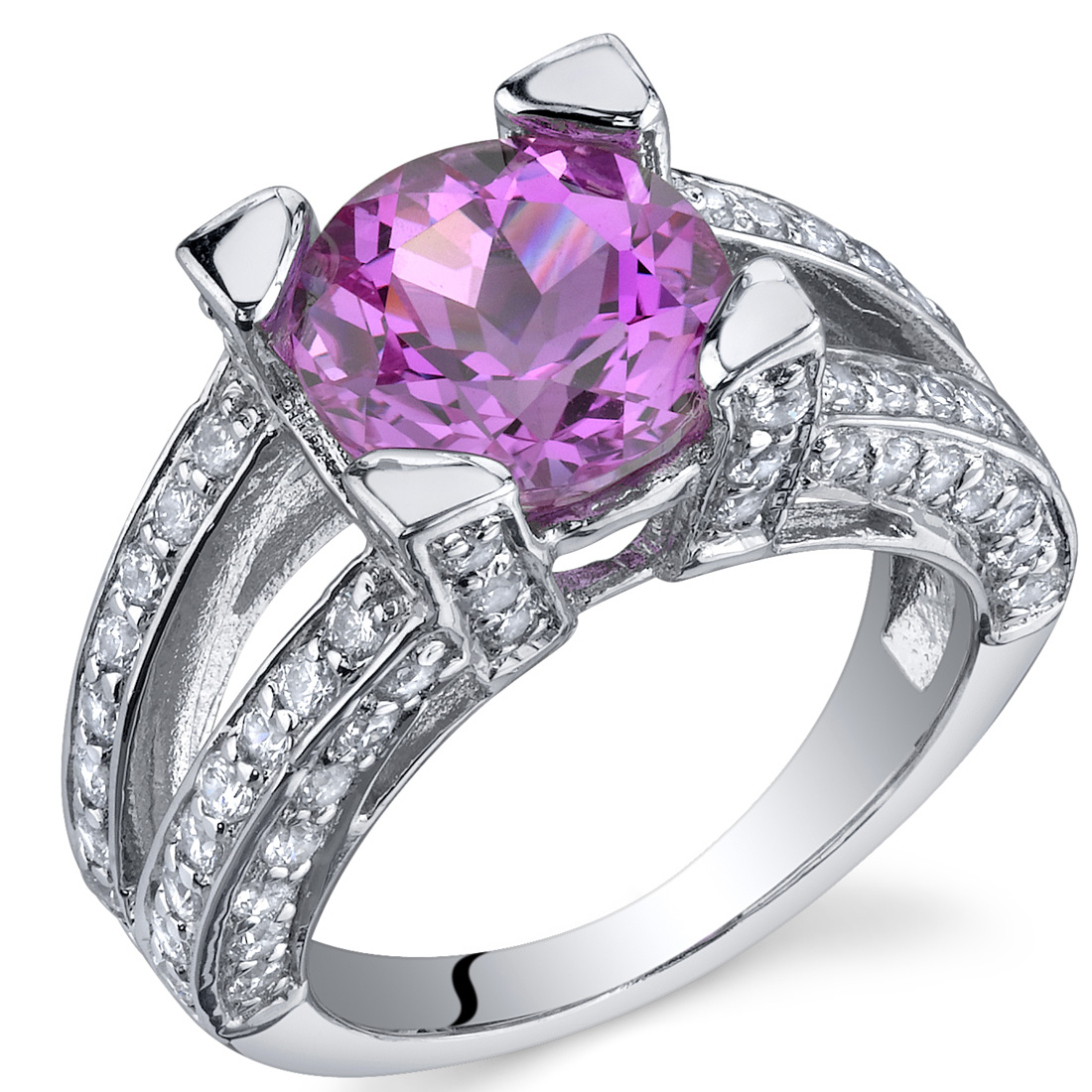 Boldly Glamorous 3.75 Carats Pink Sapphire Ring in Sterling Silver