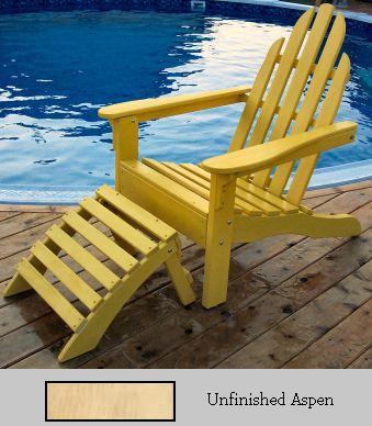PRAIRIE LEISURE DESIGN 1119 Unfinished Aspen Adirondack Chair And Ottoman Set - Unfinished Aspen at Sears.com
