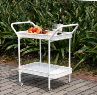 Wicker Lane ORI002-B Outdoor White Wicker Patio Furniture Serving Cart at Sears.com