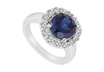 FineJewelryVault UBUK722W10CZS-118 Diffuse Sapphire and Cubic Zirconia Ring : 10K White Gold - 2.50 CT TGW - Size: 7 at Sears.com