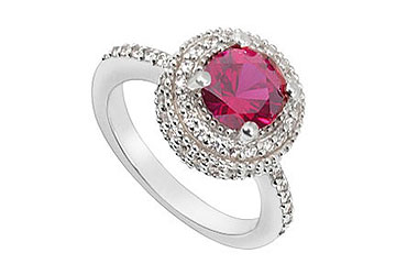 FineJewelryVault UBUK567W10CZR-118 GF Bangkok Ruby and Cubic Zirconia Ring : 10K White Gold - 2.75 CT TGW - Size: 7 at Sears.com