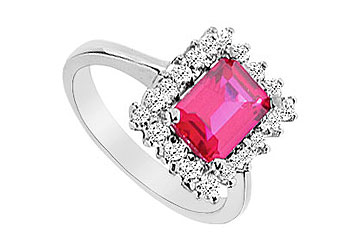 FineJewelryVault UBUK13497W10CZR-118 GF Bangkok Ruby and Cubic Zirconia Ring : 10K White Gold - 3.66 CT TGW - Size: 7 at Sears.com