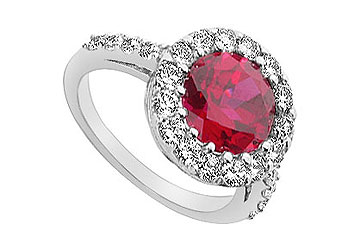 FineJewelryVault UBUK1167W10CZR-118 GF Bangkok Ruby and Cubic Zirconia Ring : 10K White Gold - 4.00 CT TGW - Size: 7 at Sears.com
