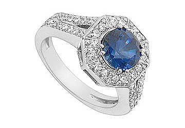 FineJewelryVault UBUK1100W10CZS-118 Diffuse Sapphire and Cubic Zirconia Ring : 10K White Gold - 2.66 CT TGW - Size: 7 at Sears.com