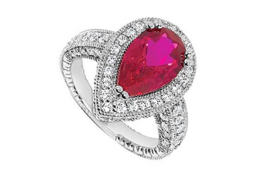 FineJewelryVault UBUK557W10CZR-118 GF Bangkok Ruby and Cubic Zirconia Ring : 10K White Gold - 3.50 CT TGW - Size: 7 at Sears.com