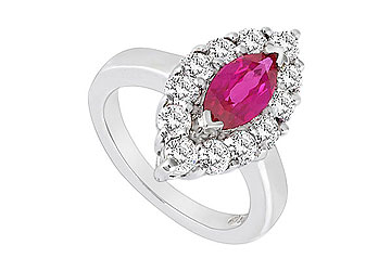 FineJewelryVault UBUK755W10CZR-118 GF Bangkok Ruby and Cubic Zirconia Ring : 10K White Gold - 1.75 CT TGW - Size: 7 at Sears.com